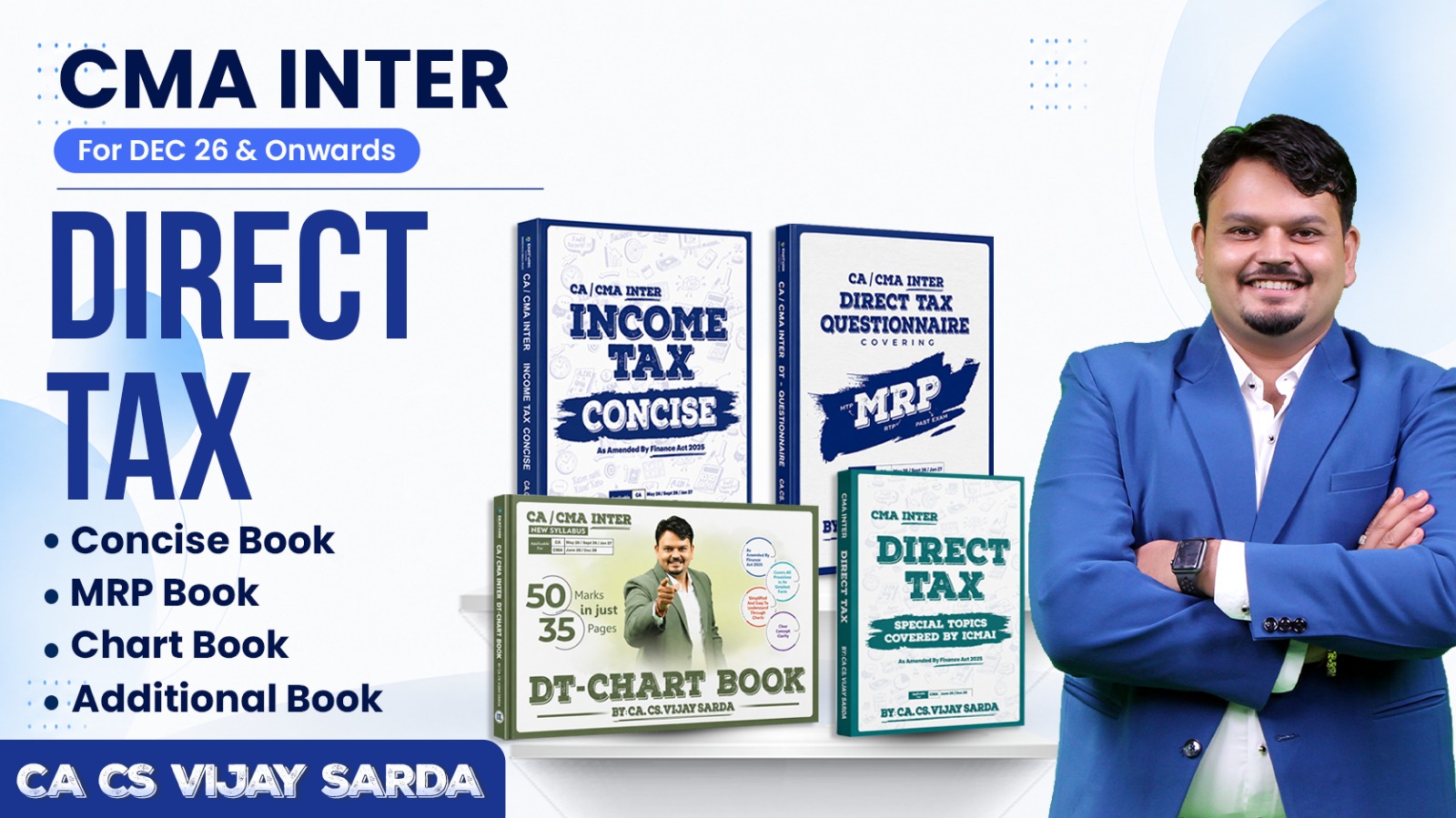 CMA Inter Direct Tax Books Set By CA Vijay Sarda