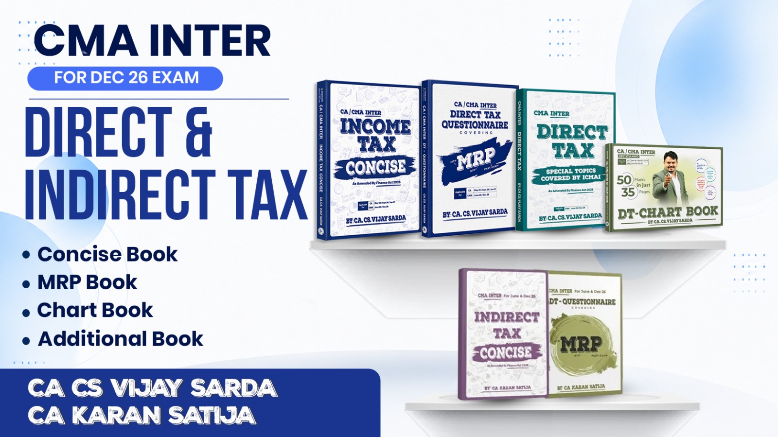 CMA Inter Direct Tax & Indirect Tax Book Set For Dec 27 Exam | CA Vijay Sarda & CA Karan Satija